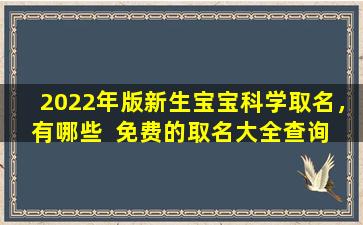 2022年版新生宝宝科学取名，有哪些  免费的取名大全查询  渠道